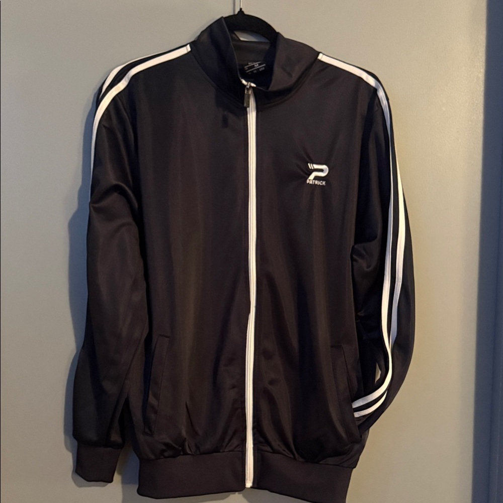 Patrick Black Track Soccer Jacket with White Accents